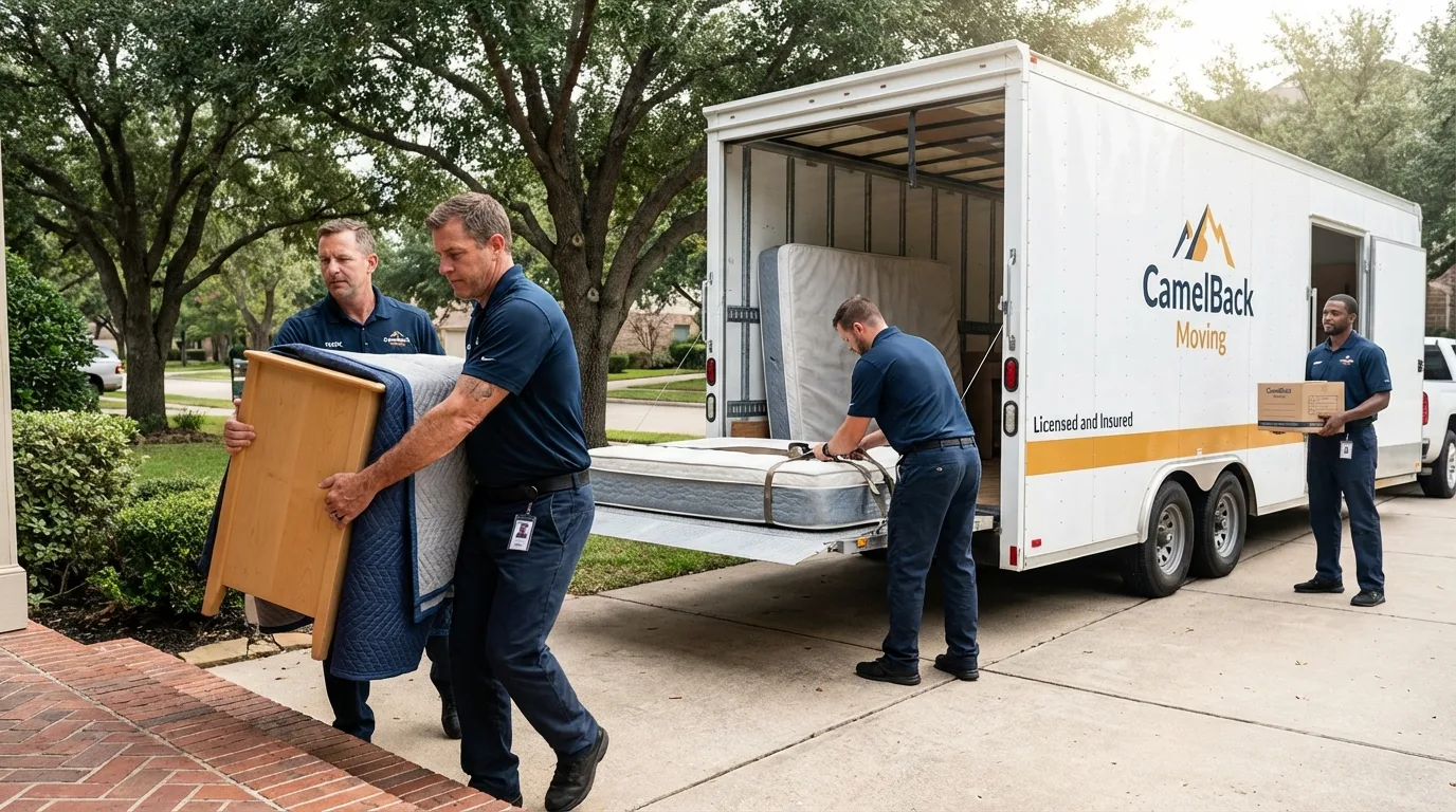 Crew loading residential truck for cross-state move from Phoenix, AZ