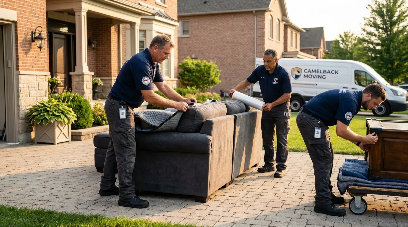 Large estate moving crew wrapping furniture in Phoenix, AZ