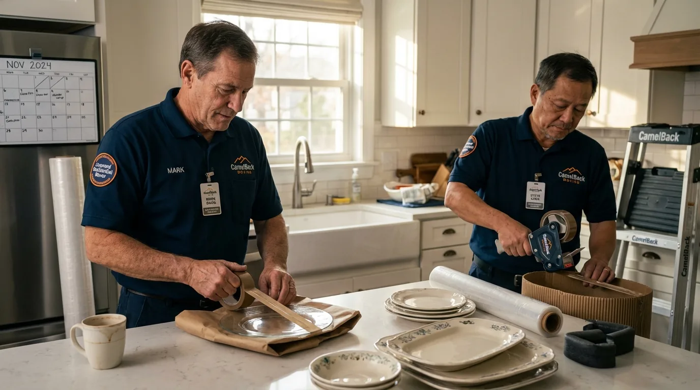 Professional crew packing kitchen dishware in Phoenix, AZ